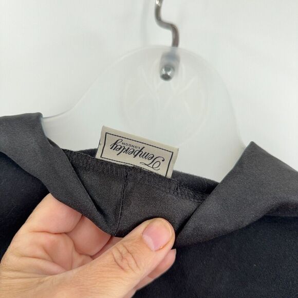 Temperley London M Black Satin Collar Scoop Cotton T Shirt Top Long Sleeve - Picture 4 of 12